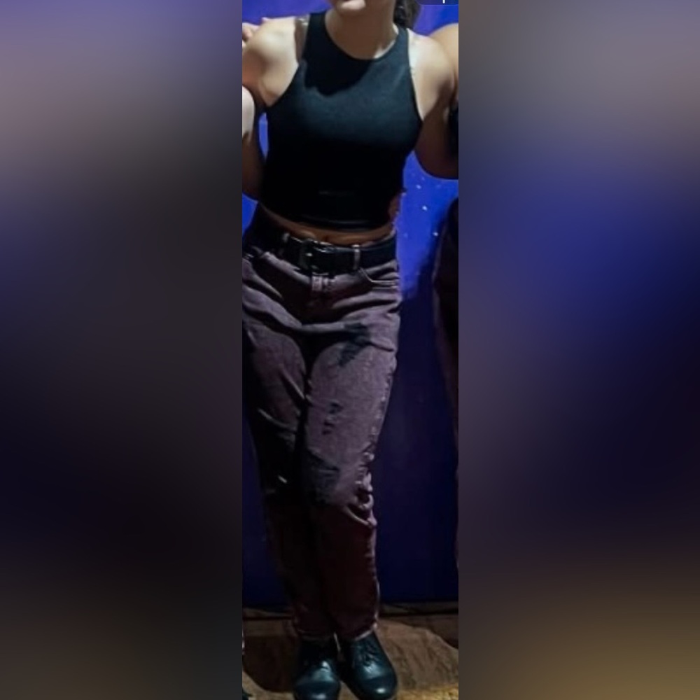 Weissman Maroon Jeans and Black Crop Top